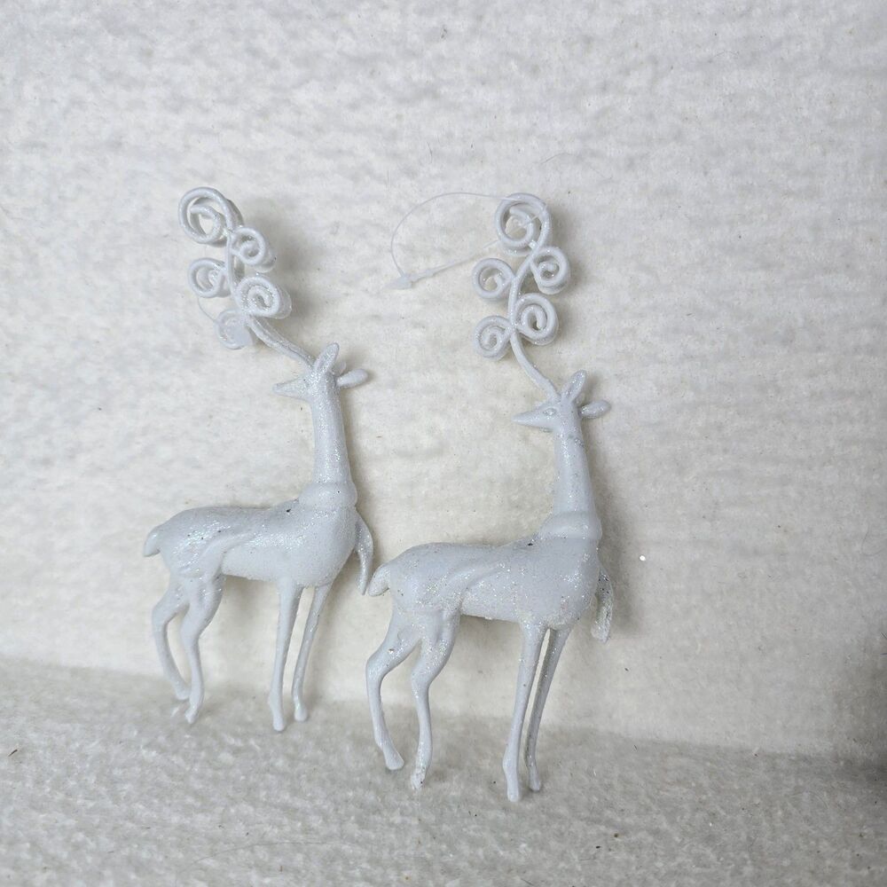 Elegance Christmas Ornament Reindeer Set Of 2 Glitter